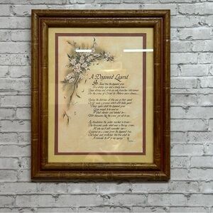 A Dogwood Legend Framed Art Print Signed 13.5 in X 16.5 in Bamboo Style Frame